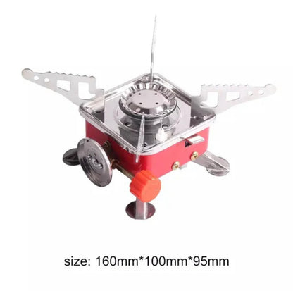 Emergency Gas Stove Kit Stainless Steel Foldable Square Cooking Portable Outdoor Camping Combustor Cooker Cookware Travel Picnic BBQ Gas Furnace