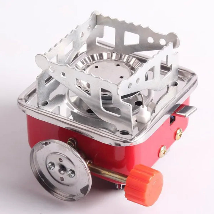 Emergency Gas Stove Kit Stainless Steel Foldable Square Cooking Portable Outdoor Camping Combustor Cooker Cookware Travel Picnic BBQ Gas Furnace