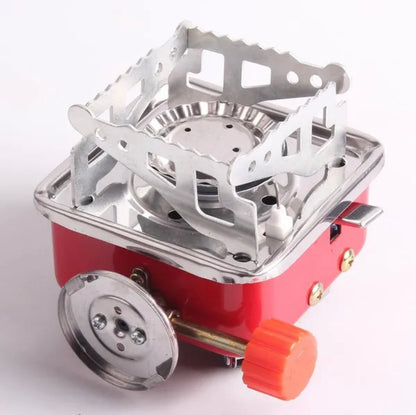 Emergency Gas Stove Kit Stainless Steel Foldable Square Cooking Portable Outdoor Camping Combustor Cooker Cookware Travel Picnic BBQ Gas Furnace