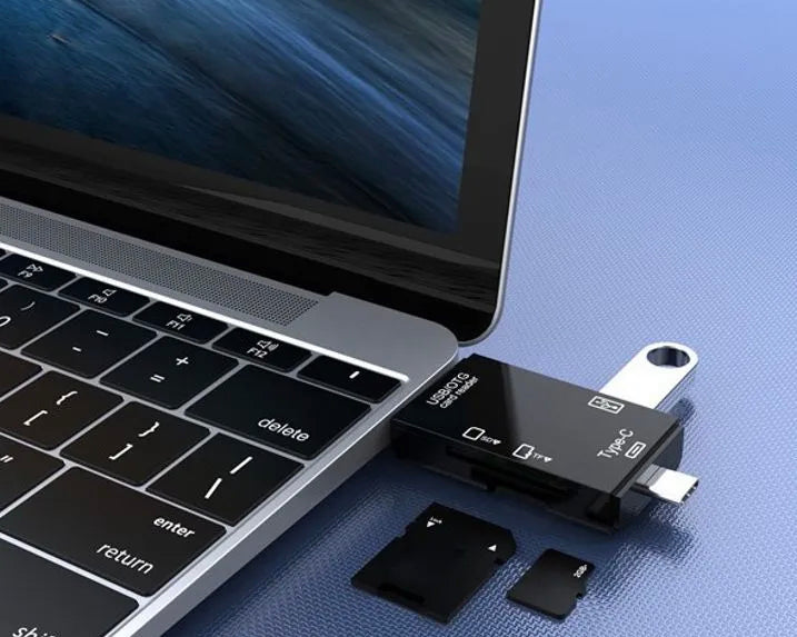 6-in-1 Memory Card Reader | USB-A USB Type-C Micro USB | TF SD OTG | Plug & Play | 512GB | Windows Mac Linux | Black or White