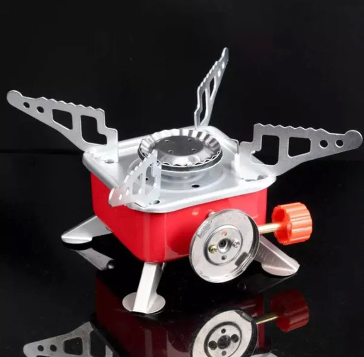 Emergency Gas Stove Kit Stainless Steel Foldable Square Cooking Portable Outdoor Camping Combustor Cooker Cookware Travel Picnic BBQ Gas Furnace