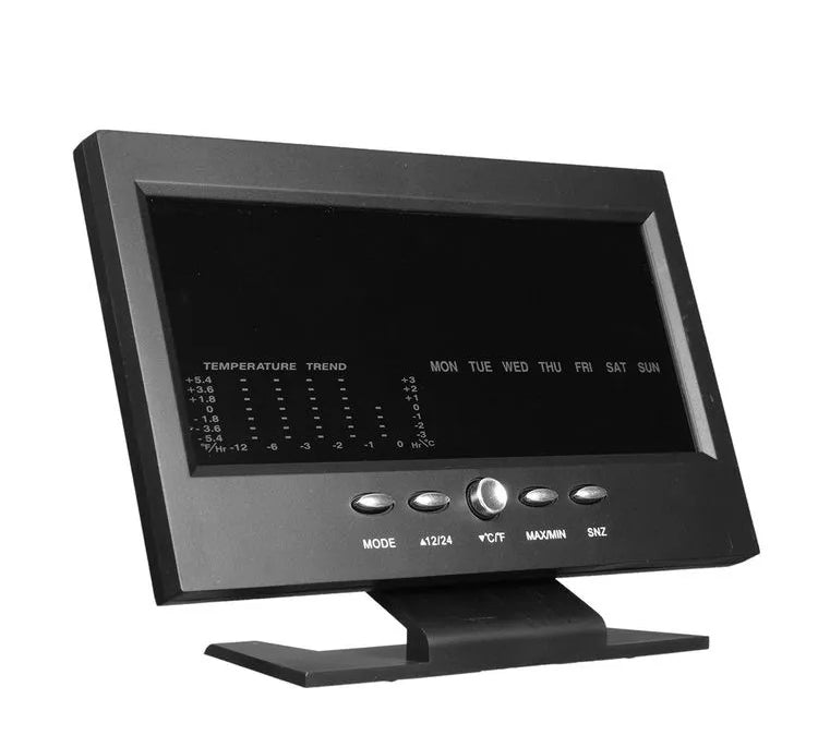 LCD Colour Screen Digital Backlight Snooze Alarm Clock Weather Forecast Station Indoor Temperature Humidity Time Date Display With Alerts For Home Office Room Table Desktop
