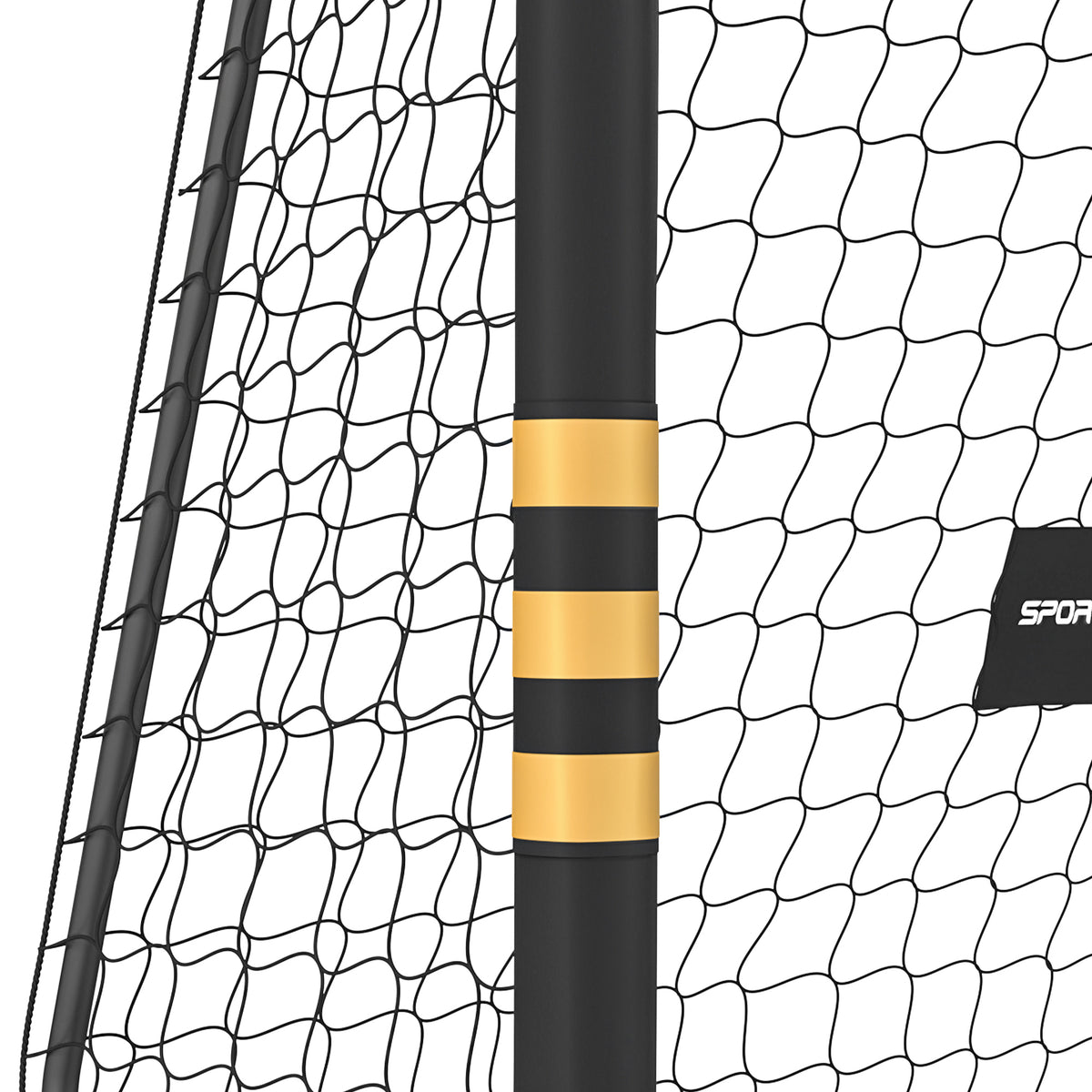 SPORTNOW Portable Football Goal | Black & Yellow | 8x5ft or 6x4ft | EPE Foam Padding 1.6cm | PVC-Wrapped Posts | 6 Ground Stakes | Metal Frame | PE Net | Age 5+ | Garden Training