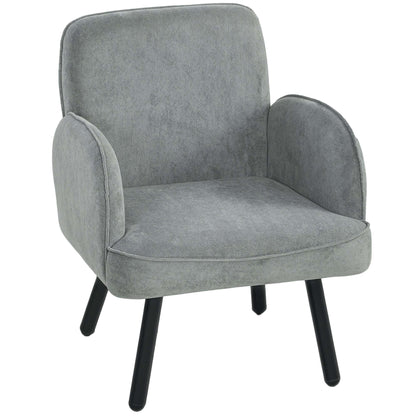 Velvet Upholstered Accent Armchair | 12.5cm Pocket Spring Seat | Carbon Steel Frame | Adjustable Feet | 120kg Capacity | 64x64x79.5cm | Grey