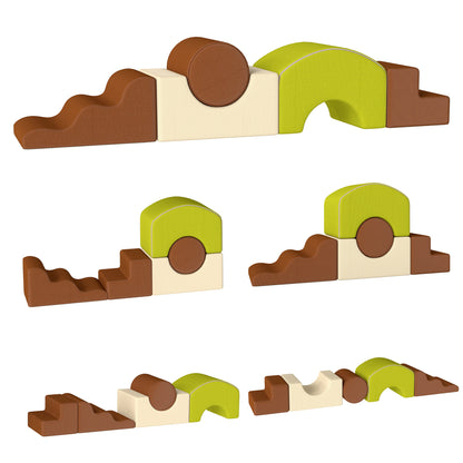 5-Piece Foam Climbing Blocks | Soft Play Set | Non-Slip Base | Washable Covers | 45kg | Ages 3–6 | Brown