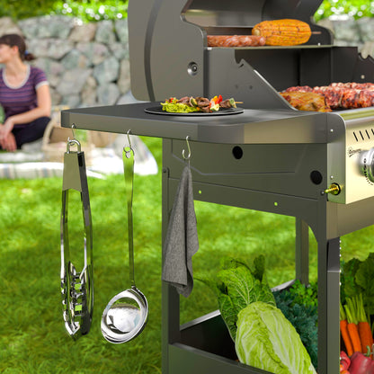 Outsunny 7.5kW Three-Burner Gas BBQ Grill, with See-Through Lid - Black