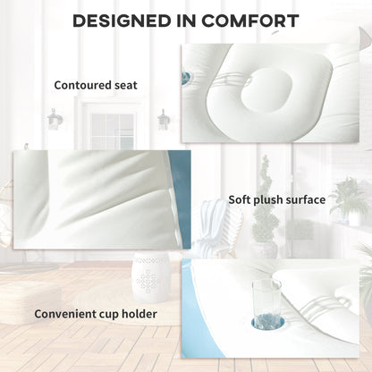 Outsunny Inflatable Tub Chair and Footstool Perfect for Camping - Blue/White