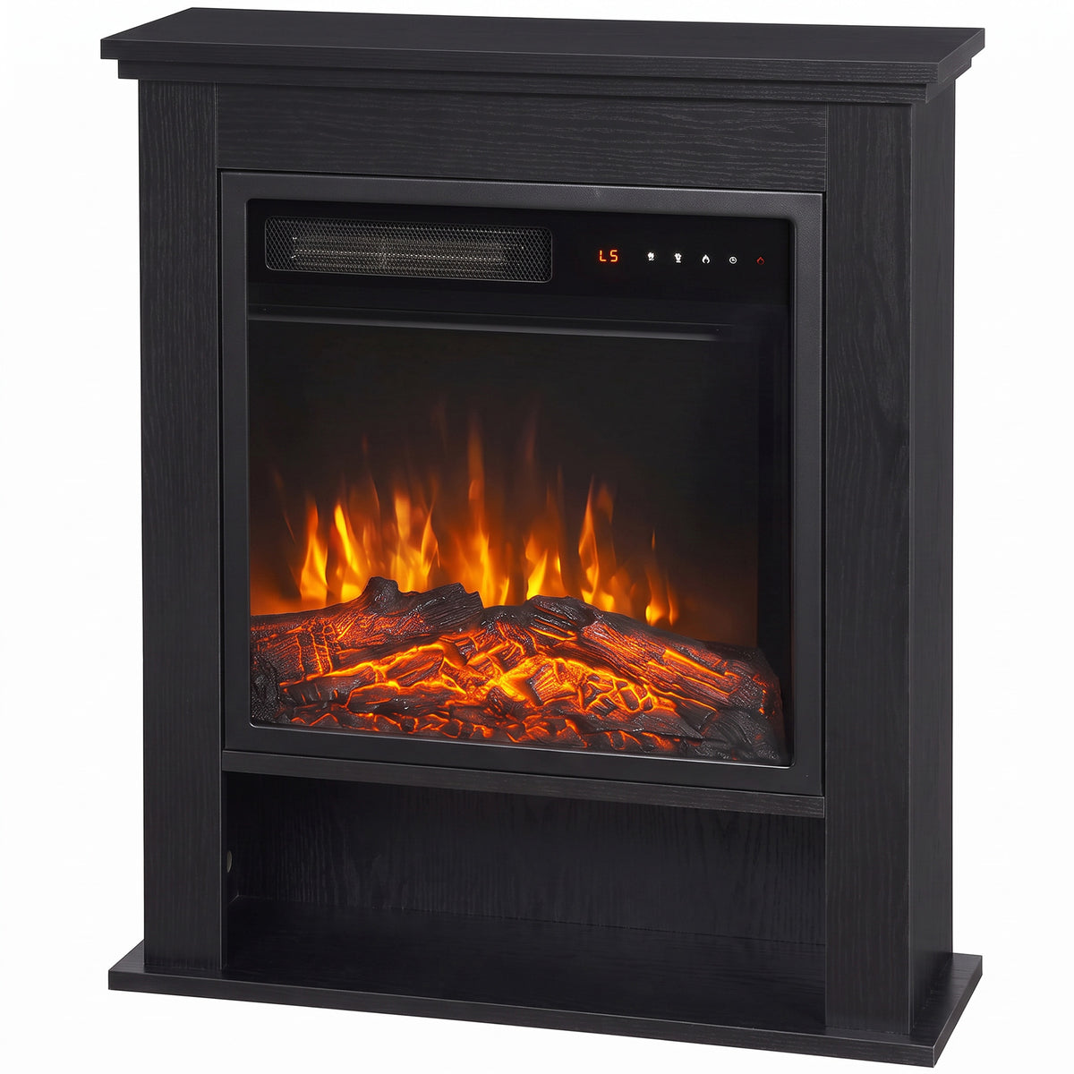 1800W Electric Fireplace Suite | Oak-Tone or Black Surround & Display Shelf | C Energy Rating | 5 Flame Brightness & Speed Settings | Timer & Remote