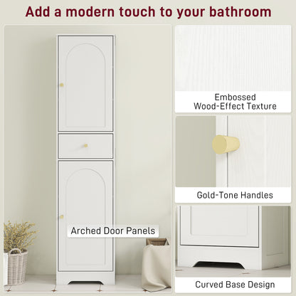 Tall Bathroom Cabinet with Arched Doors - White