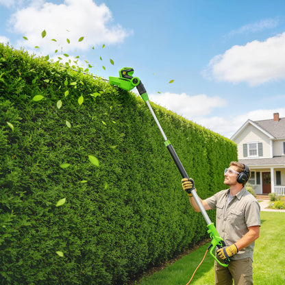 Outsunny 2.6m Corded Extendable Hedge Trimmer with 90° Adjustable Head, 450W Telescopic Electric Hedge Cutter Long Reach