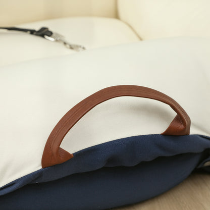 PawHut Dog Car Seat, Cosy Pet Car Booster Seat for Small Dog Under 5 KG, Portable Travel Bed with Safety Belts, Navy Blue