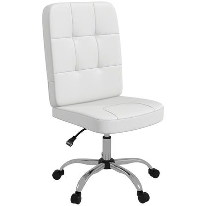 Vinsetto Armless Office Chair Faux Leather Desk Chair with Adjustable Height White
