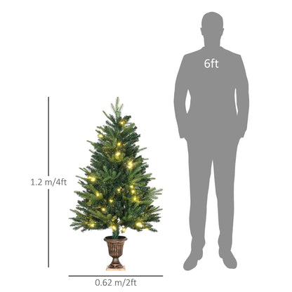 1.2m Prelit Christmas Tree Artificial Spruce Tree, Plastic Stand-Green