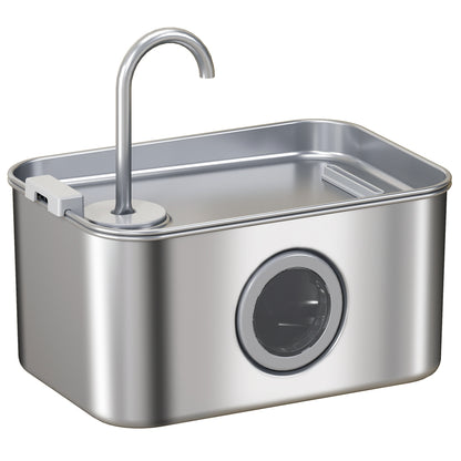 PawHut 3.2L Cat Water Fountain for Drinking, Cat Fountain Stainless Steel with Visible Water-Level Window, Ultra-Silent Pump