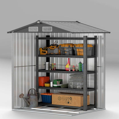 Outsunny 5ft x 4.3ft Outdoor Garden Storage Shed - Grey Wood Effect