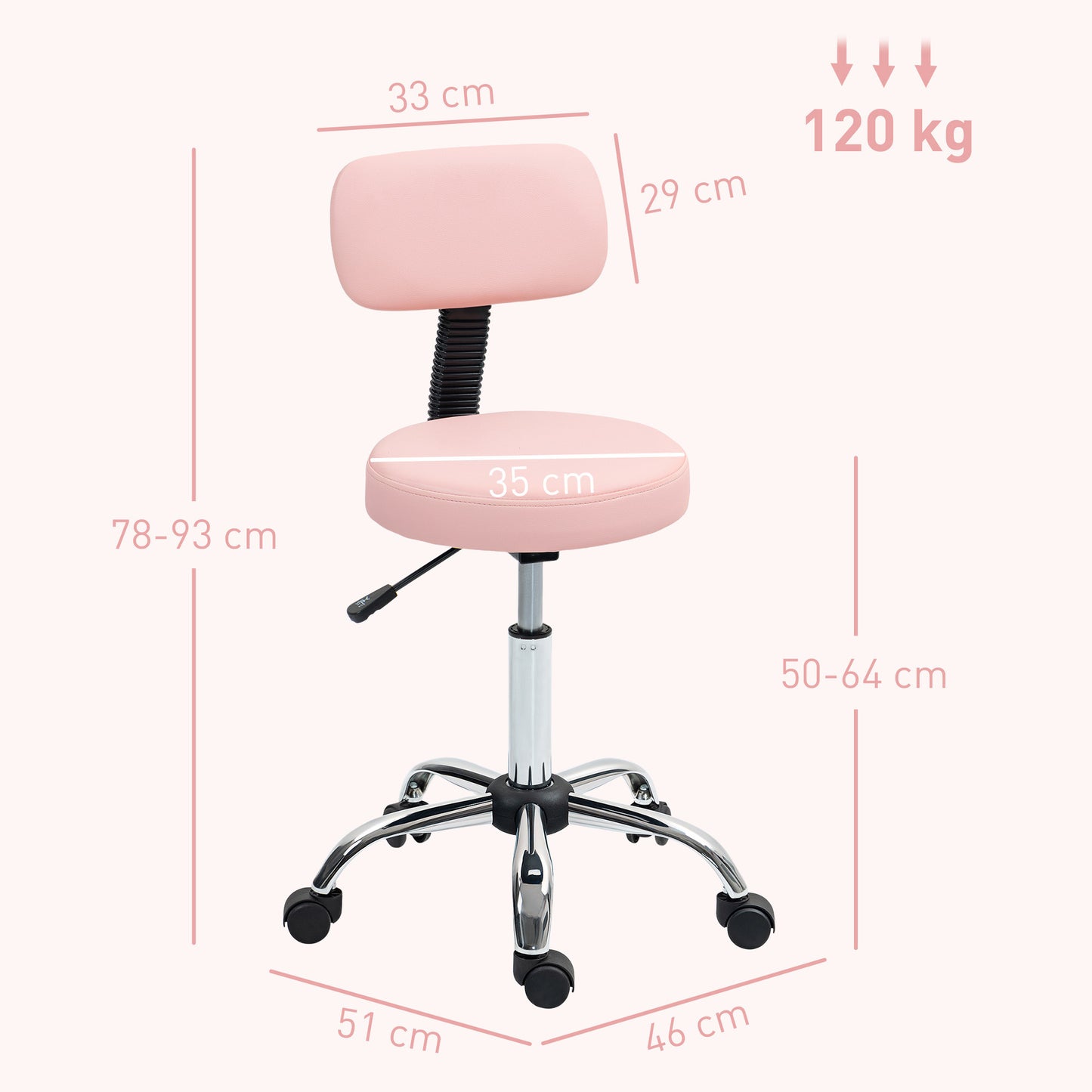 360° Swivel Seat Salon Stool - Pink