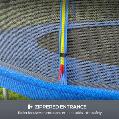 SPORTNOW Trampoline Net Replacement for 8ft Round Trampoline with 6 Straight Poles, Weather-Resistant Trampoline Netting Replacement with Zipped Entrance, Poles Not Included, Blue