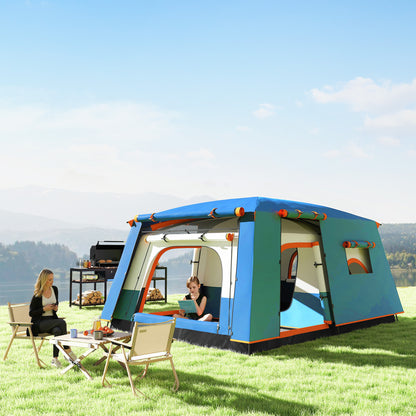 4-6 Man Camping Tent, Double Layer Tunnel Tent with Porch, Living Area and 2 Bedrooms, Sewn in Groundsheet, 3000mm Waterproof and UPF 30+