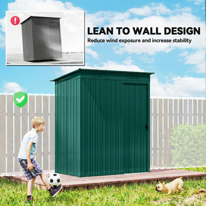 Galvanised Steel Garden Storage Shed | Aluminium Slot-Base Easy Assembly | 50% Fewer Screws | Sliding Door | Integrated Vents | 50kg/m² Snow Load | 159x106x181cm | 1.37m² | Green