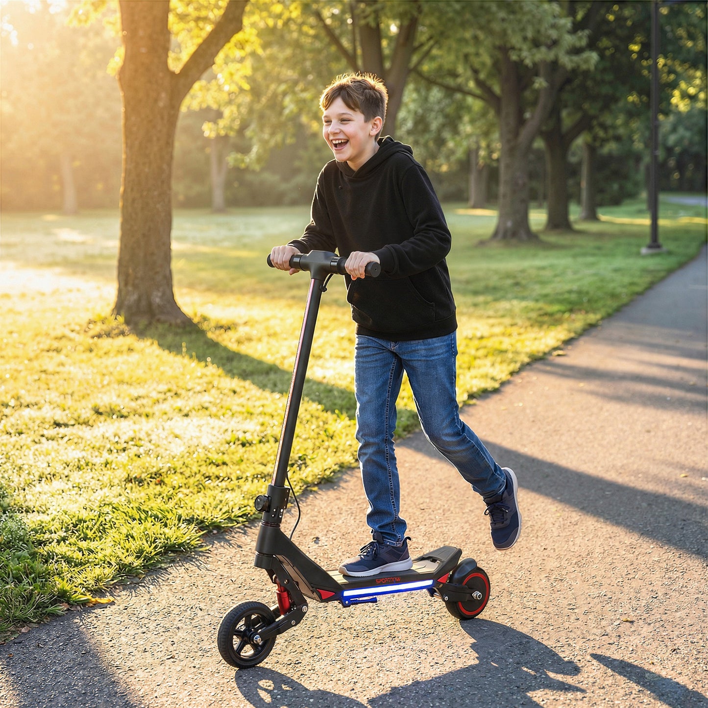 Electric Scooter for Kids, Foldable E Scooter for Age Age 6+ with LED Display, RGB lights, Up to 16km/h