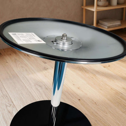 Round Bistro Dining Table | 8mm Tempered Glass Top | Steel Frame | Non-Slip Foot | Ø70x75.5cm | 20kg | Black