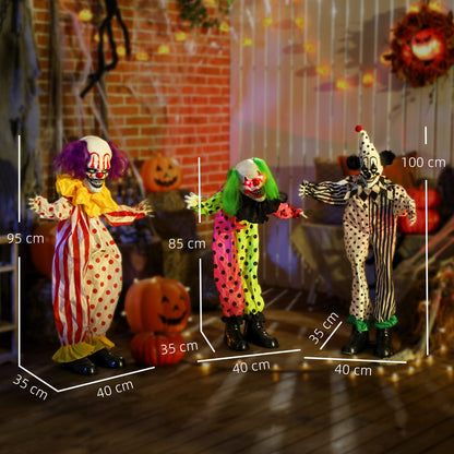 Life Size Stackable Halloween Animated Clown with Red Light Up Eyes, Sound Activated Scary Halloween Decorations, Battery Operated, Indoor Party Props