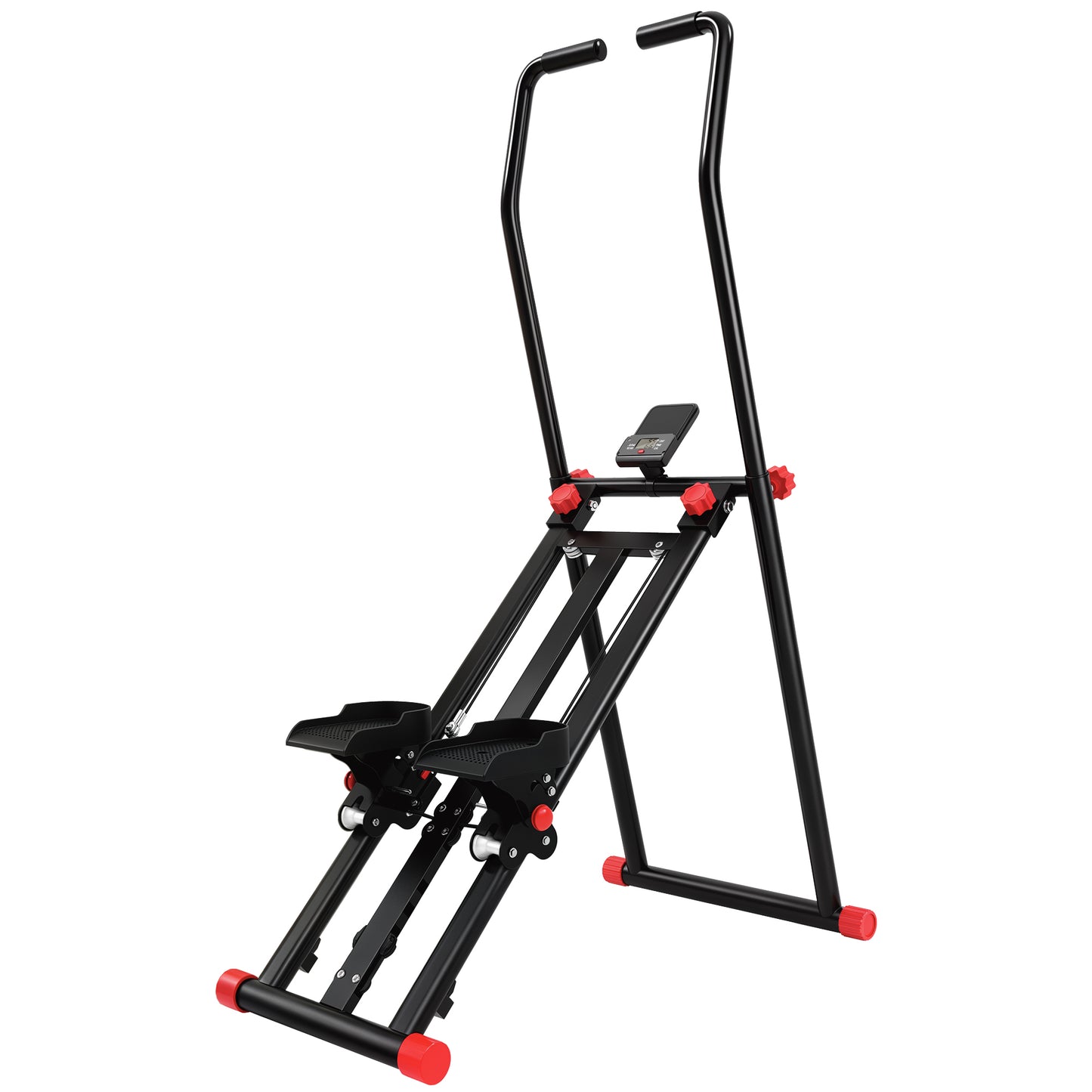 Vertical Stair Climber Stepper | 3 Resistance Levels | Adjustable Handlebar 123–133cm | 150kg | LCD Monitor | Phone Holder | Foldable | Black