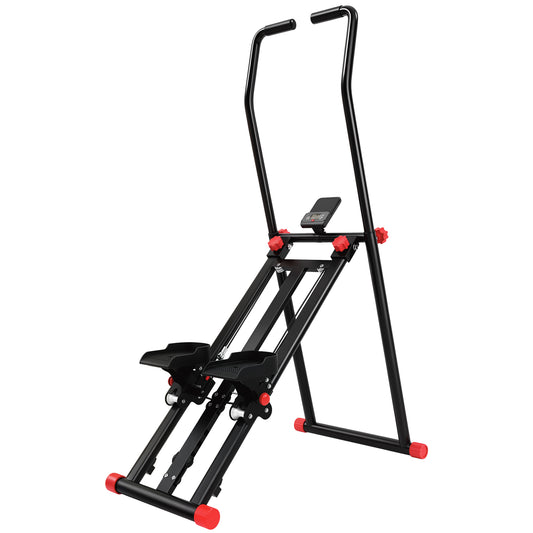 Vertical Stair Climber Stepper | 3 Resistance Levels | Adjustable Handlebar 123–133cm | 150kg | LCD Monitor | Phone Holder | Foldable | Black
