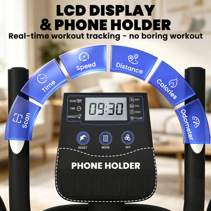 Magnetic Elliptical Cross Trainer | Bluetooth App | 8-Level Resistance | LCD & Heart Rate | 120kg | Grey