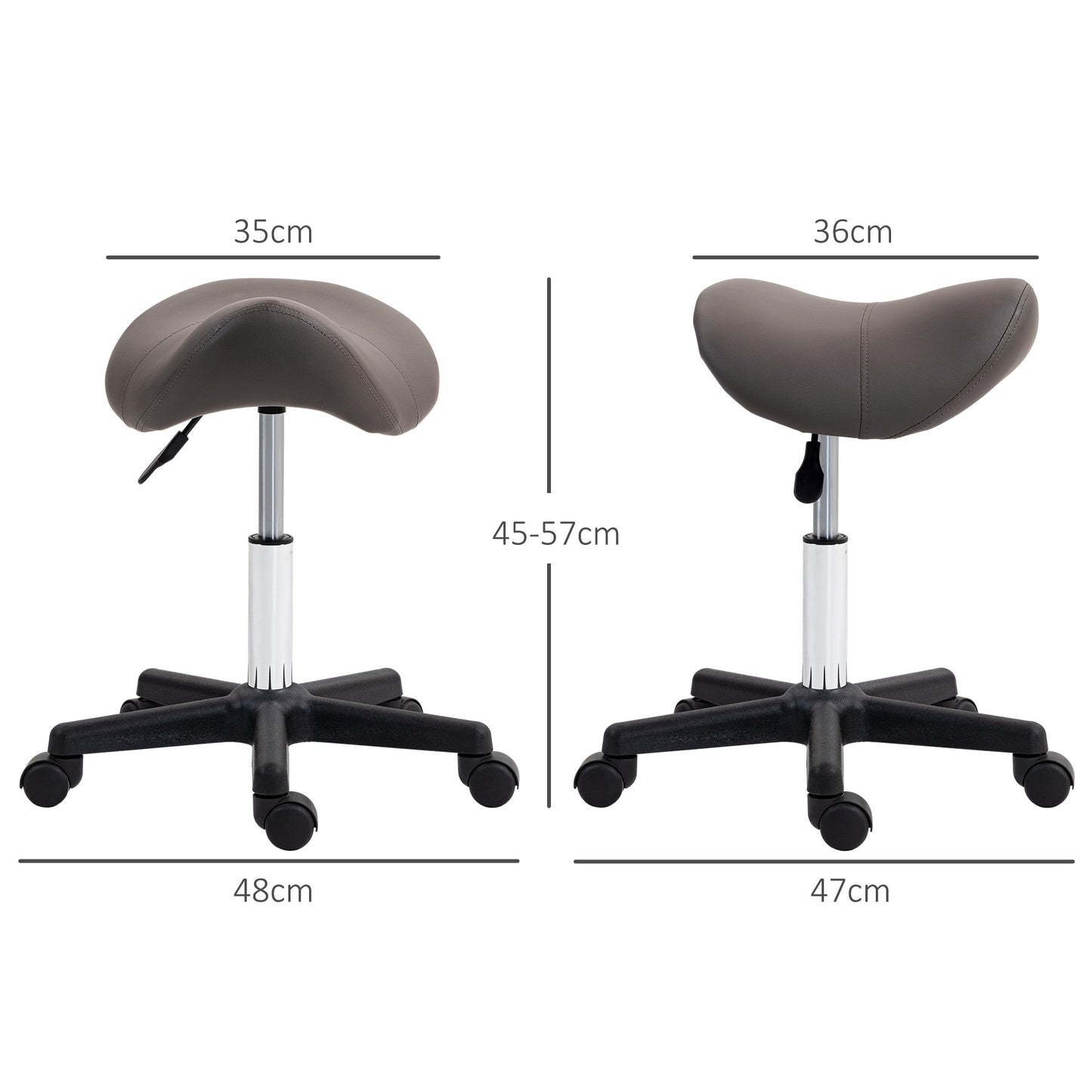 Saddle Stool, PU Leather Adjustable Rolling Salon Chair with Steel Frame for Massage, Spa, Beauty And Tattoo