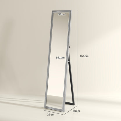 Full Length Mirror, 37 x 157cm Wall Mounted, Leaning, Free Standing Mirror, Framed Full Body Mirror for Living Room, Bedroom, Silver