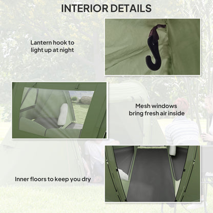 3 Man Camping Waterproof Family Tent with Living Area and 2 Bedrooms, 3000mm with Sewn-in Groundsheet, Portable with Bag for Hiking, Festival