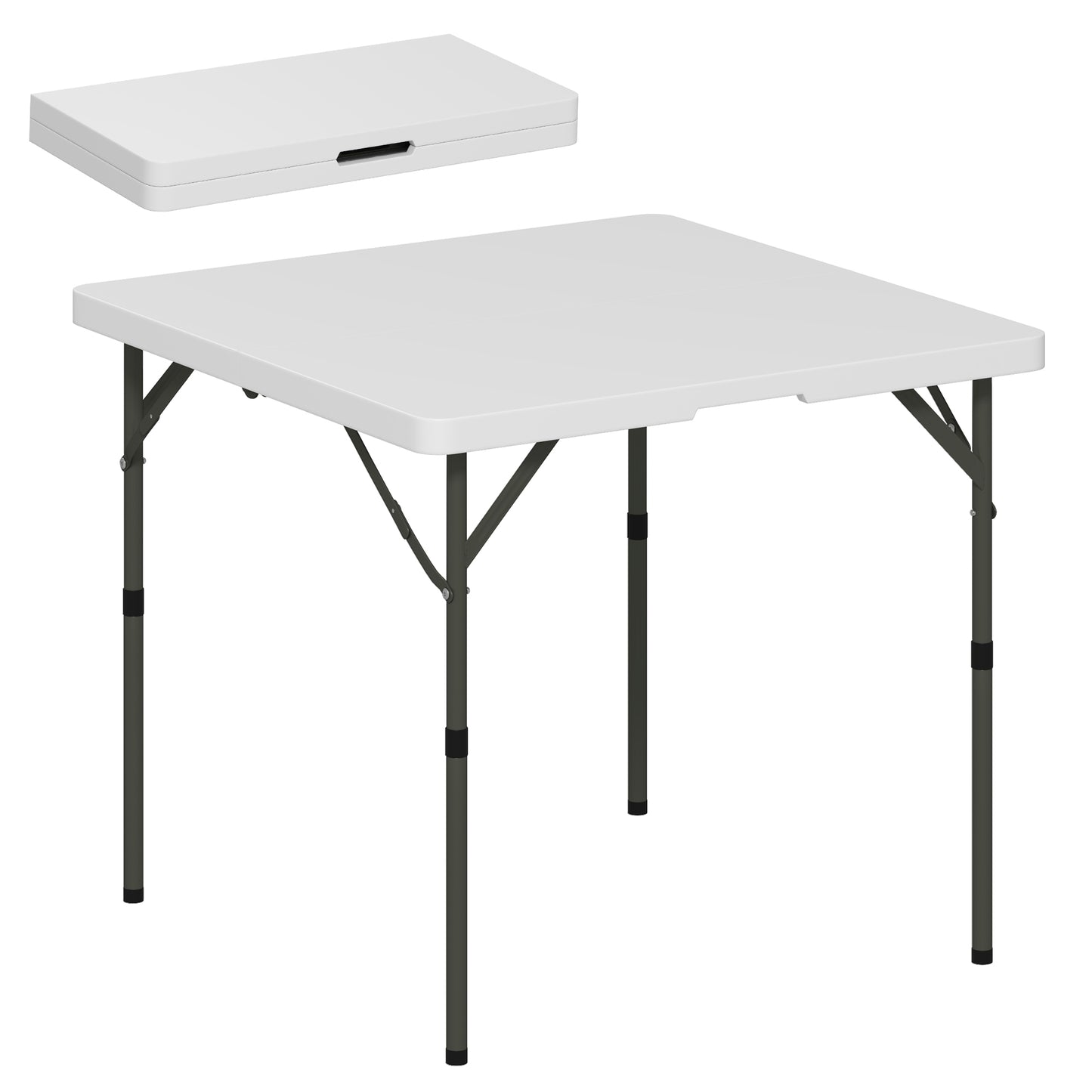 3ft Folding Camping Table, Heavy Duty Picnic Table with 2 Adjustable Height for Indoor Outdoor Garden, Party, BBQ, White