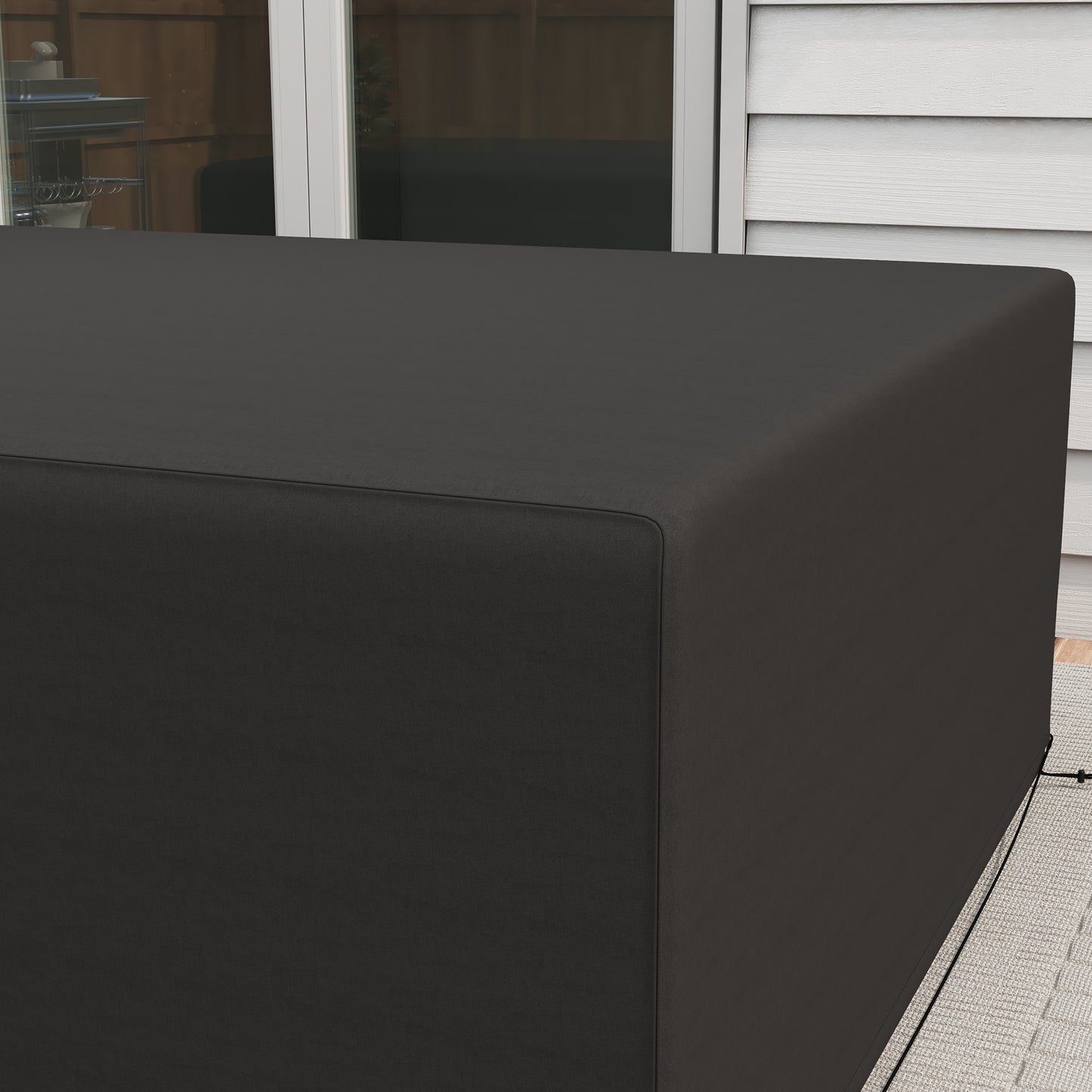 600D Oxford Table Set Cover Outdoor Garden Rattan Furniture Protection Cover Protector Waterproof Anti-UV, 245 x 165 x 66 cm Black / Dark Grey