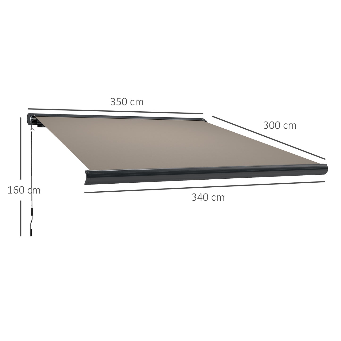 3.5 x 3 m Electric Awning with Remote Controller, Aluminium Frame DIY Retractable Awning, UV50+ Sun Shade Canopy Patio Deck Door Window,