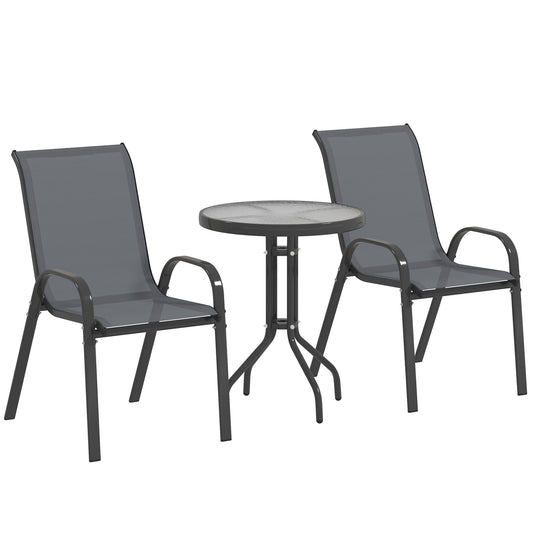 Outsunny Three-Piece Outdoor Garden Furniture Dining Set - Grey