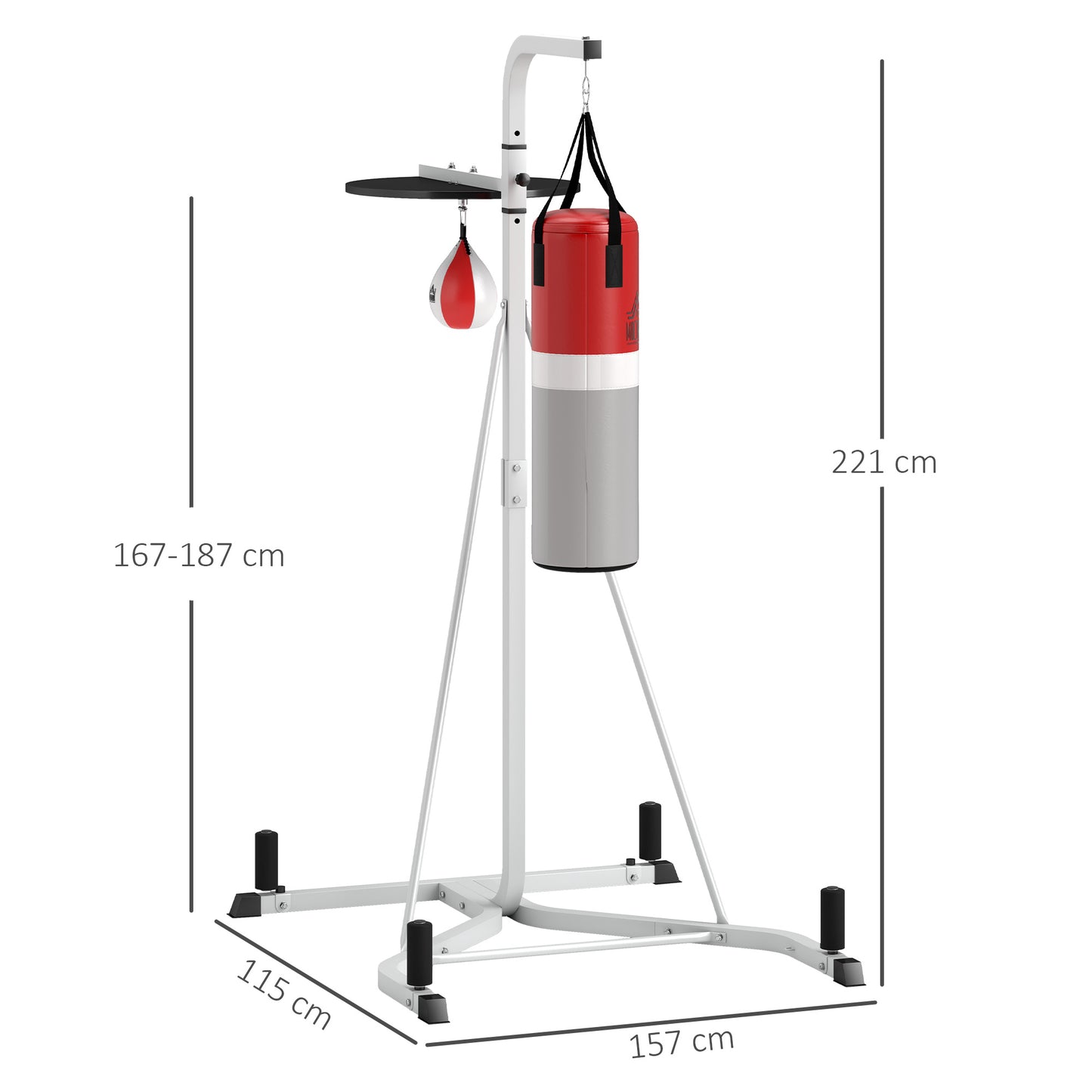 Freestanding Boxing Punch Bag & Speed Ball Station Hanging Frame Training Exercise Platform Home Gym Heavy Duty, White