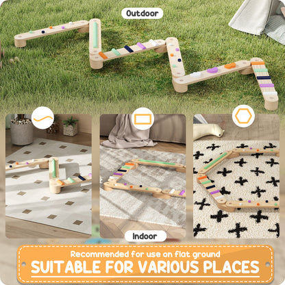 AIYAPLAY Natural Toys Wooden Balance Beam for Kids Build Coordination Agility and Strength