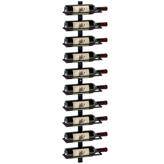 10-Tier Wall Mount Wine Rack, Steel Wall Wine Rack for 10 Wine Bottles, Wall Wine Display Rack for Kitchen, Dining Room, Home Bar, Black