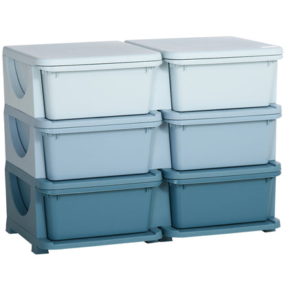 Kids Storage Unit Cabinet Storage Organiser Six Drawers - Blue