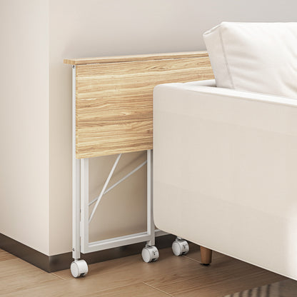 80 cm Folding Desk on Wheels - Natural Tone