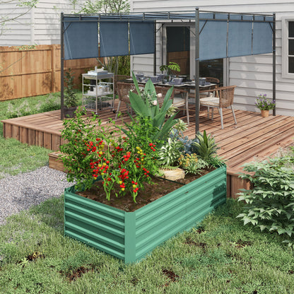 Deep Galvanised Steel Raised Garden Bed | Multi-Reinforced Rods | Protective Coating | Open Bottom | Indoor & Outdoor | 180x90x59cm | Plants Veg Herbs & Flowers | Light Green