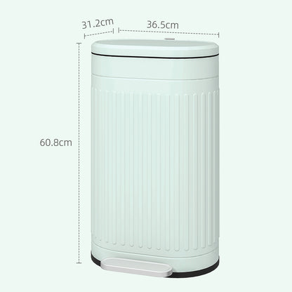 30 Litre Pedal Bin, Fingerprint Proof Kitchen Bin with Soft-close Lid, Metal Rubbish Bin with Foot Pedal and Removable Inner Bucket, Light Green