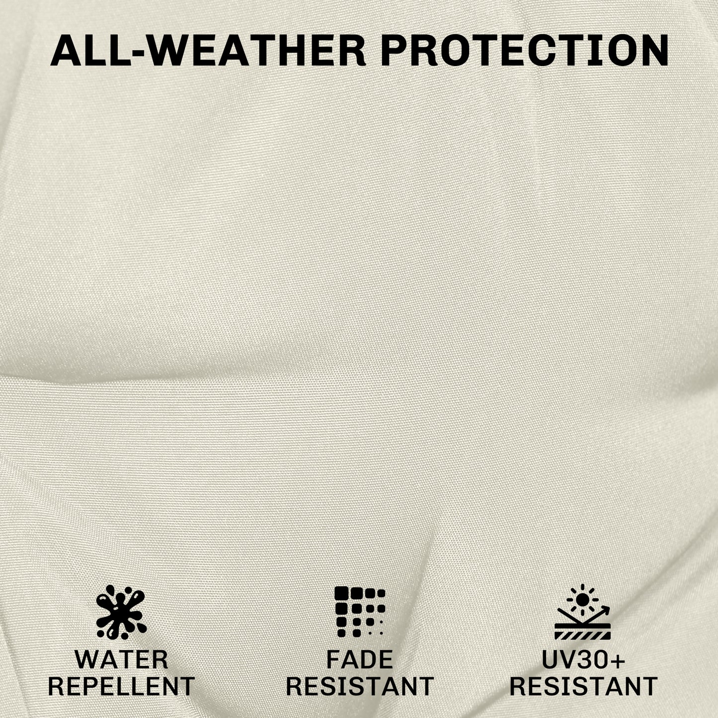 Set of 2 Outdoor Garden Chair Cushions | 7cm Foam | Water-Repellent UV30+ | Zip Cover | Ties | Cream White
