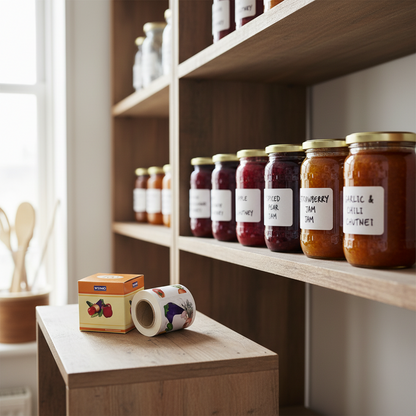 Wenko 100 Vegetable Fruit Jam & Pickle Glass Jar Labels | Self-Adhesive | Homemade Preserves & Food Storage | Pack of 100