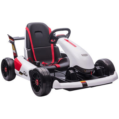 Electric Go Kart with Adjustable Footrest, Reversing Steering Wheel, Kids Ride-On Racing Go Kart with 12V Rechargeable Battery, 2 Speeds, Remote, Light Music Horn, Toy for Boys Girls