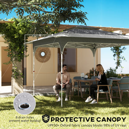 3.5x3.5m Pop Up Gazebo | One-Touch Setup | UPF50+ Double Tier 210D Oxford | 3 Height Settings | Wind Level 4-6 | Carry Bag | Dark Grey