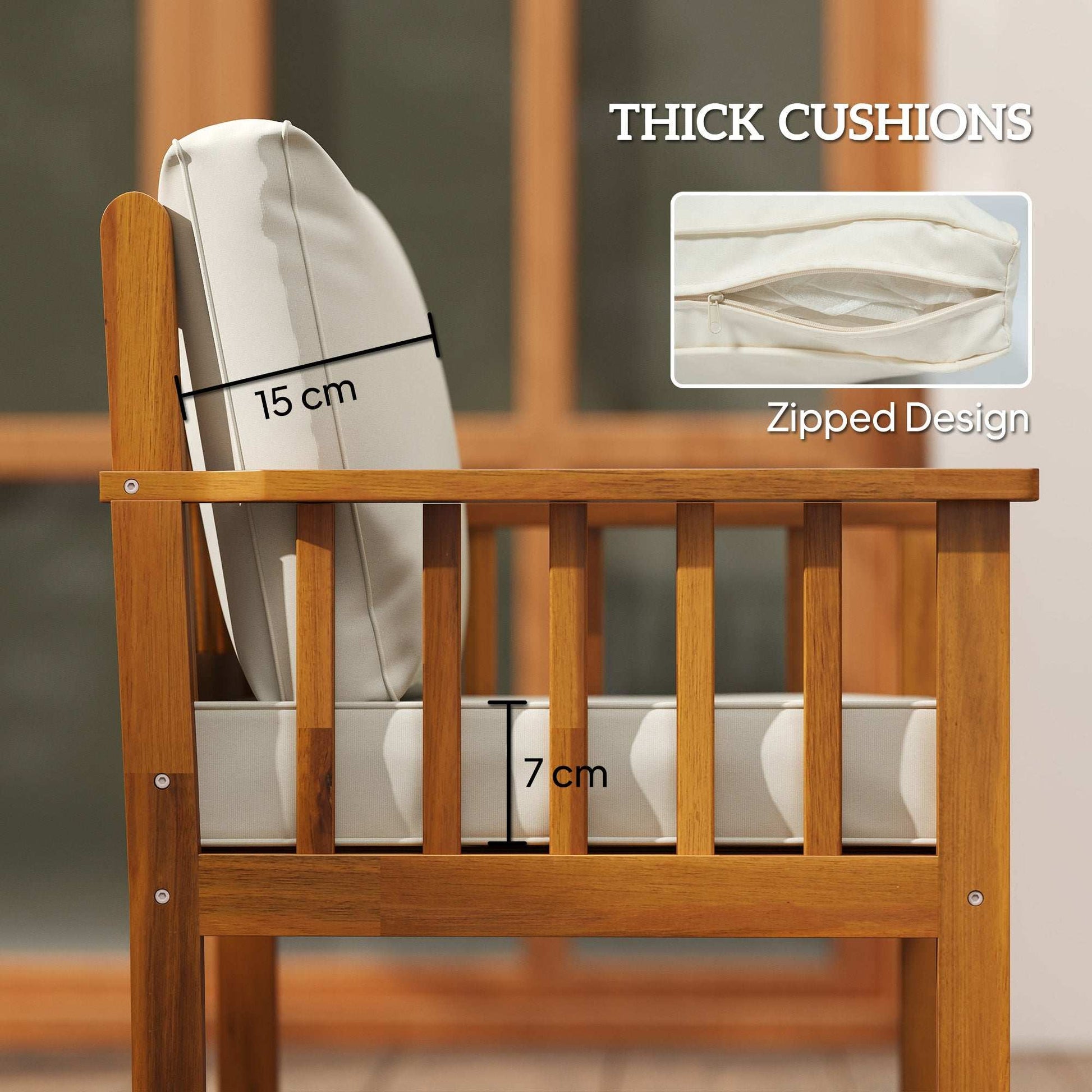 Outsunny Four-Piece Acacia Wood Garden Sofa Set - Teak/Cream