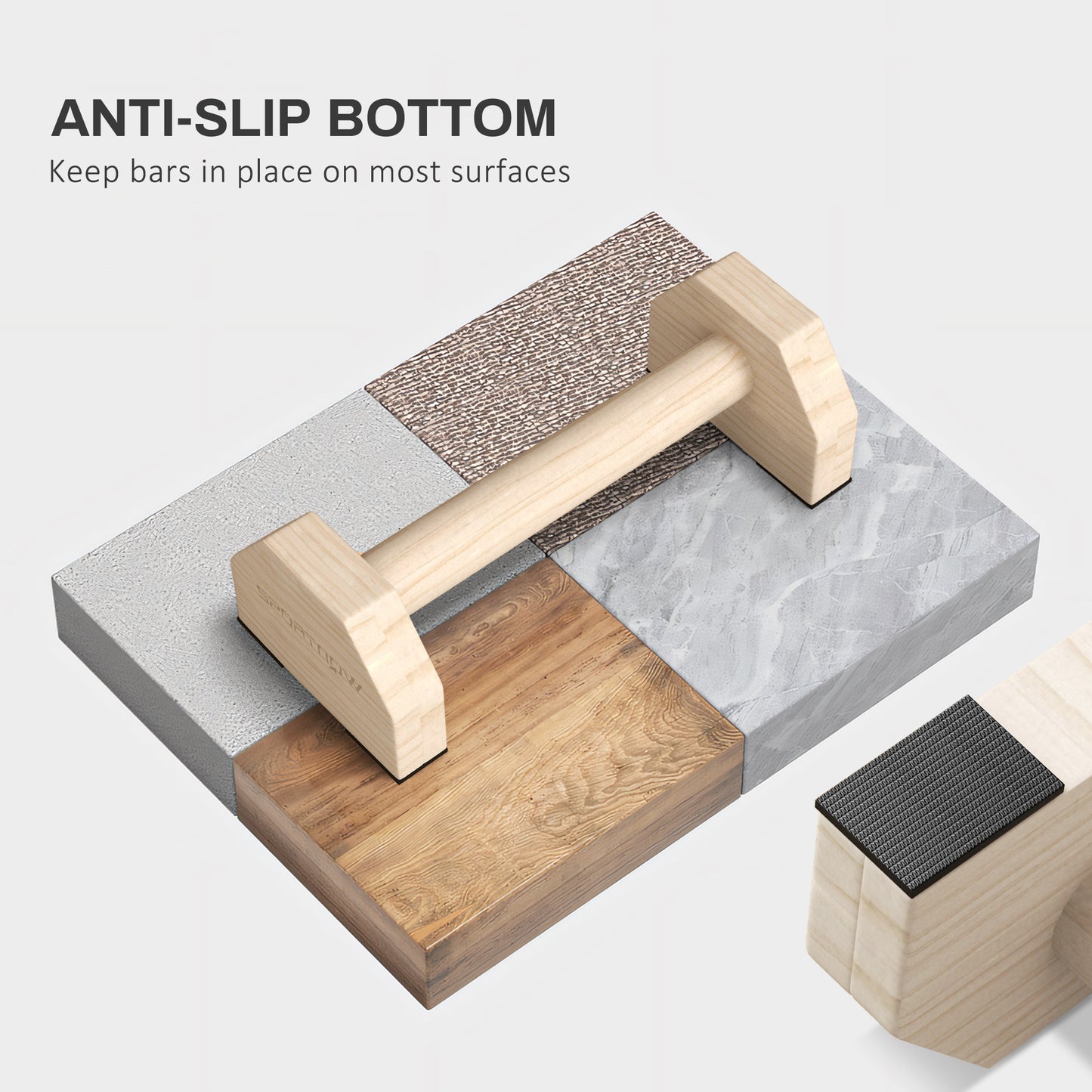 SPORTNOW Wooden Parallettes Bars Push up Handles with Non-Slip Base, Calisthenics Equipment for Home Gym Training