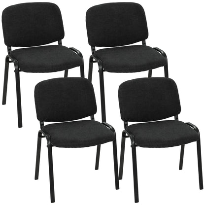 Stackable Office Reception Chairs Set of 4 | Black Padded Meeting Chairs | Steel Frame | 120kg Capacity